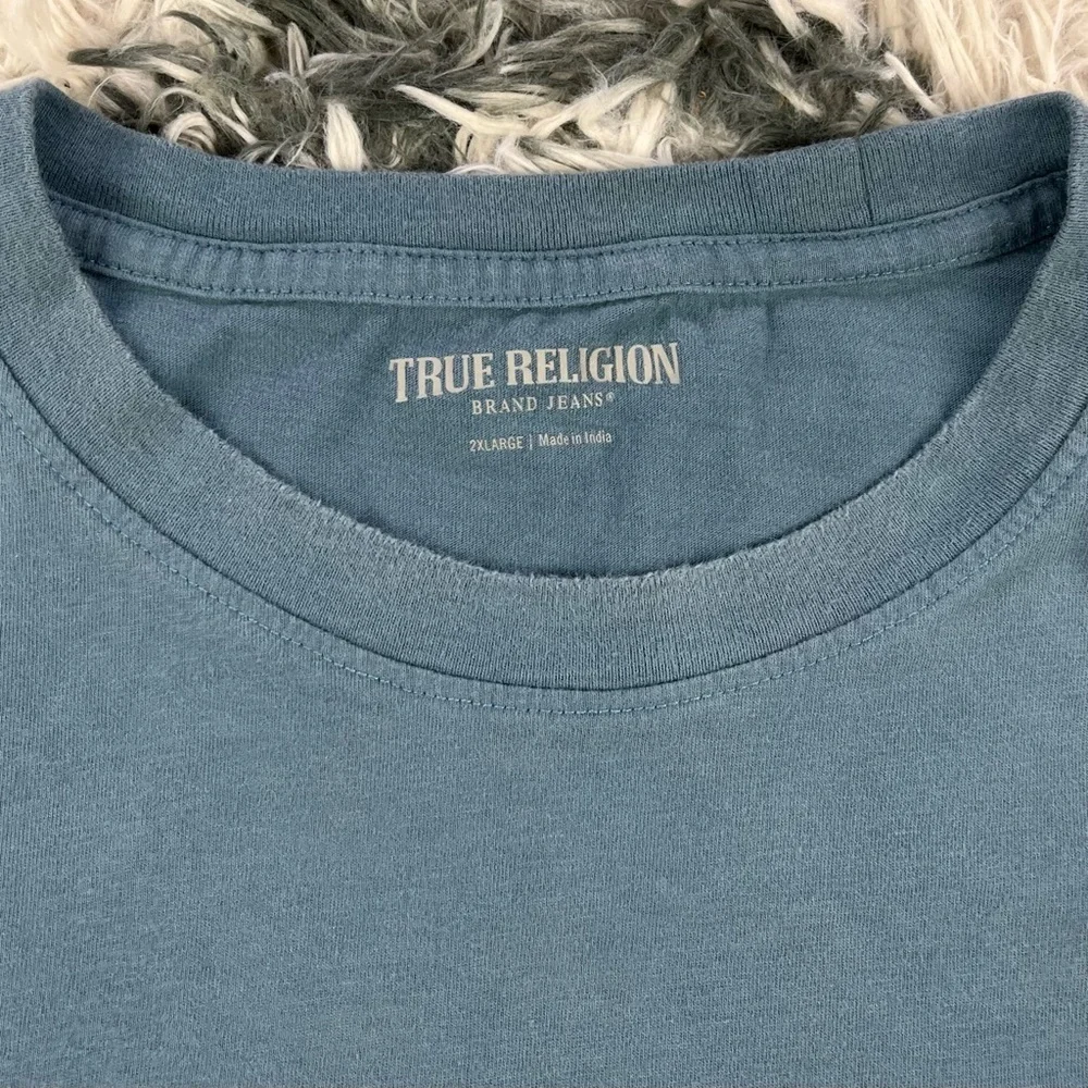 True Religion Men's Blue Silver Graphic T-Shirt Size 2XL